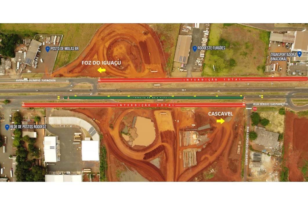 Obras em viaduto na entrada de Foz tem trânsito modificado nesta sexta. O que falta pra nova ponte funcionar?