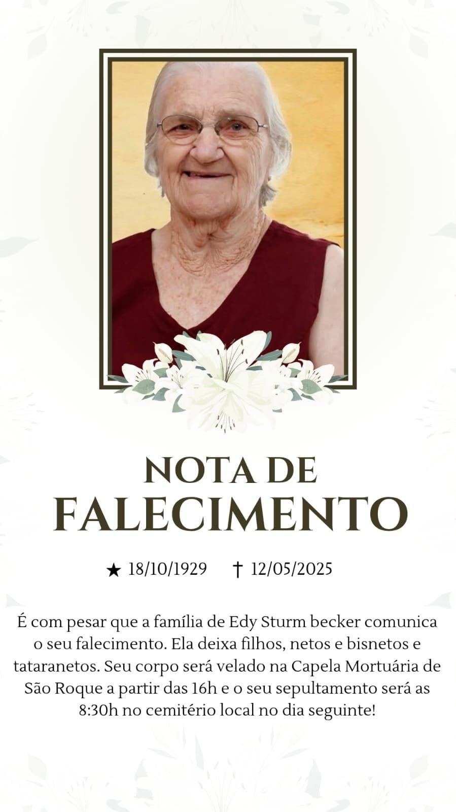 Comunicado de falecimento
