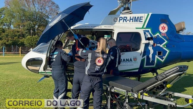 Tomando chimarrão, mulher sofre AVC em SH e transferida via socorro aéreo