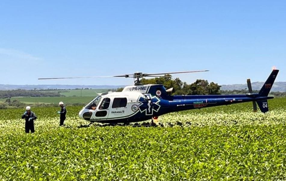 Vítima de acidente em SH é levado de helicóptero para Cascavel