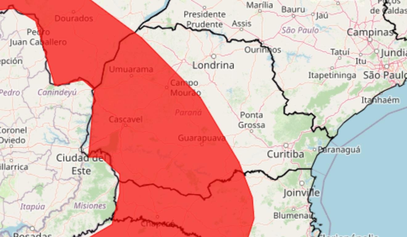 Até 3h da madrugada desta segunda, quase 60 municípios da região em alerta por tempestade. Veja a lista