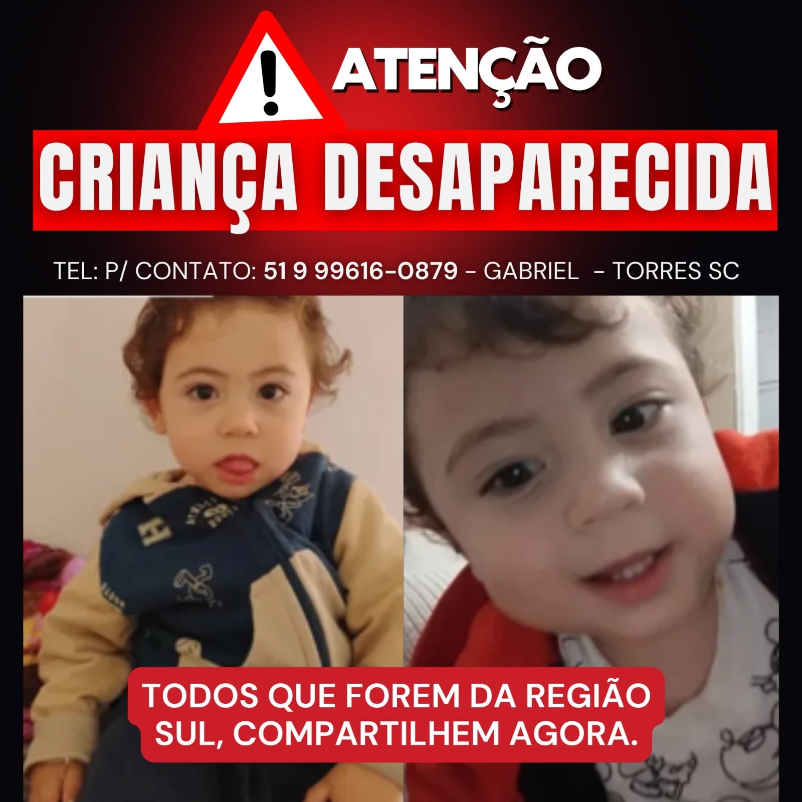 Atenção, alerta! Criança de SC desaparecida depois de mãe ser presa com drogas no PR