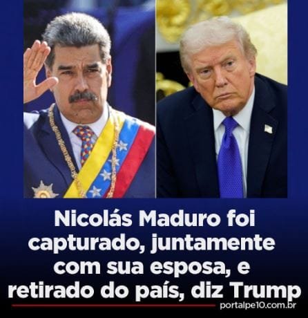 URGENTE! Presidente dos EUA diz que Maduro, ditador da Venezuela, foi capturado (vídeo)