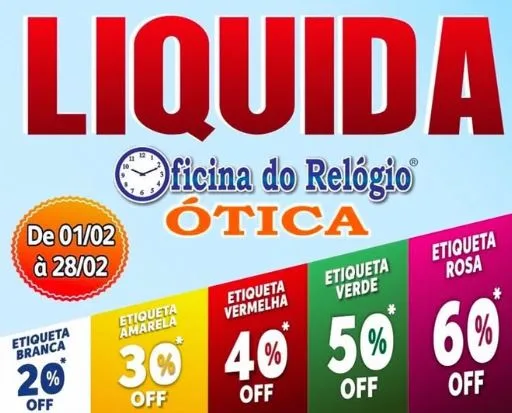Oficina do Relógio com descontos de até 60% em fevereiro