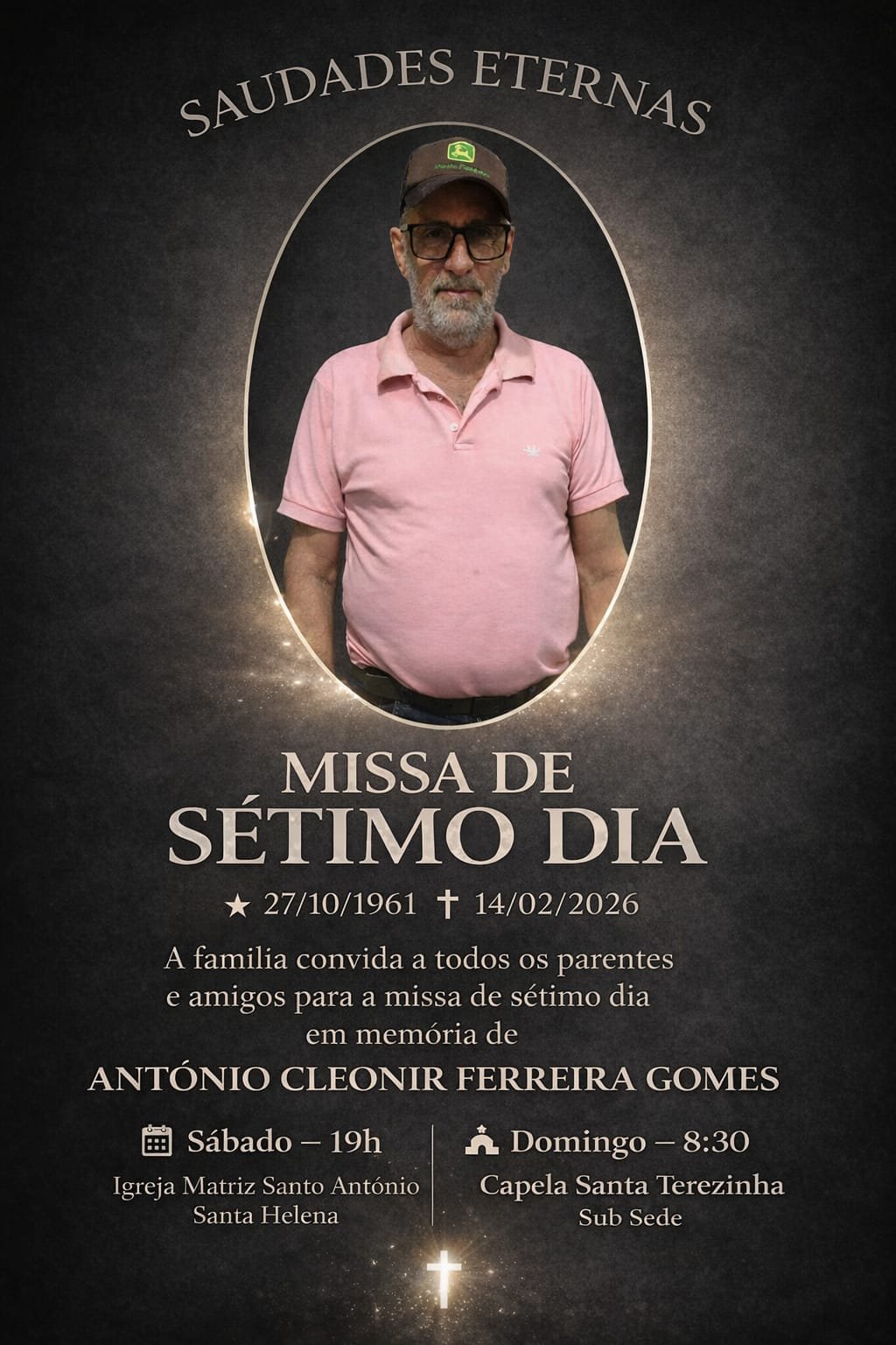 Agradecimento e convite para Missa de Sétimo Dia