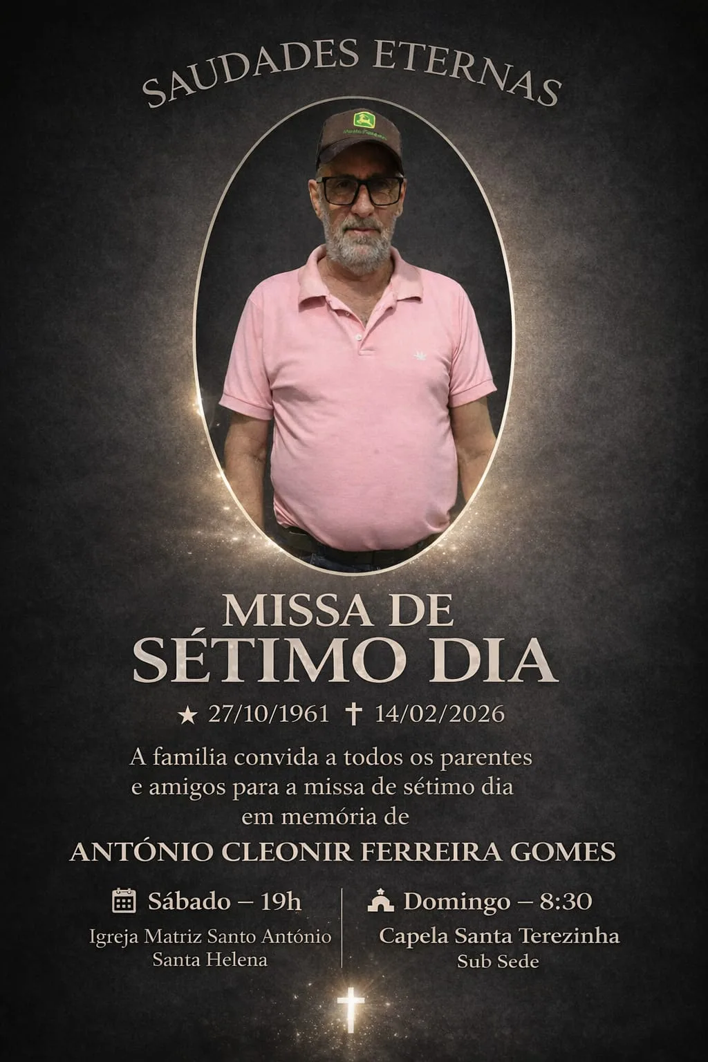 Agradecimento e convite para Missa de Sétimo Dia