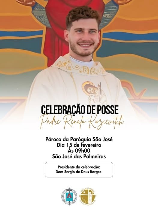 Novo pároco de São José das Palmeiras tomará posse domingo com presença do bispo