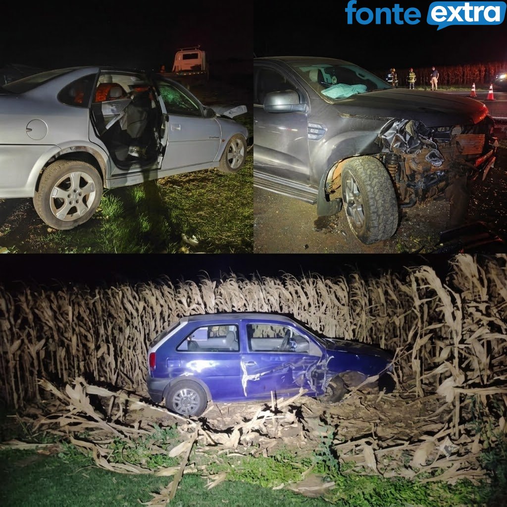 Grave acidente na PR-497 em Itaipulândia envolveu três veículos e deixou sete feridos