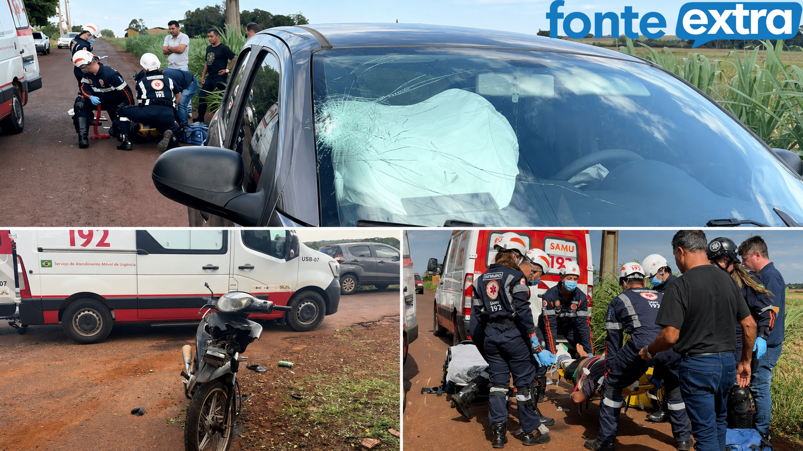 Motociclista fica gravemente ferido após colisão com carro em Santa Helena