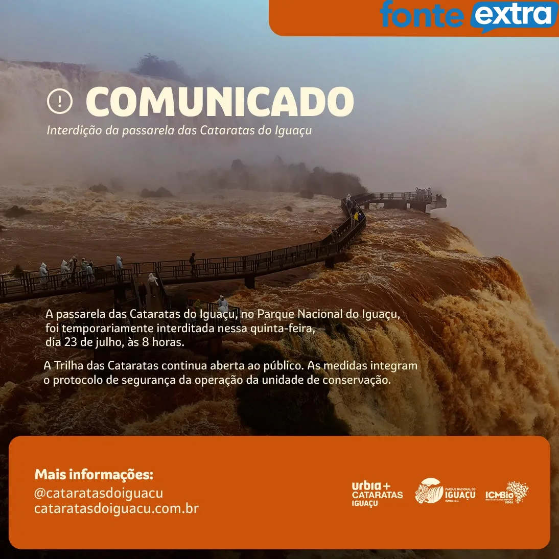 Passarela das Cataratas do Iguaçu é interditada