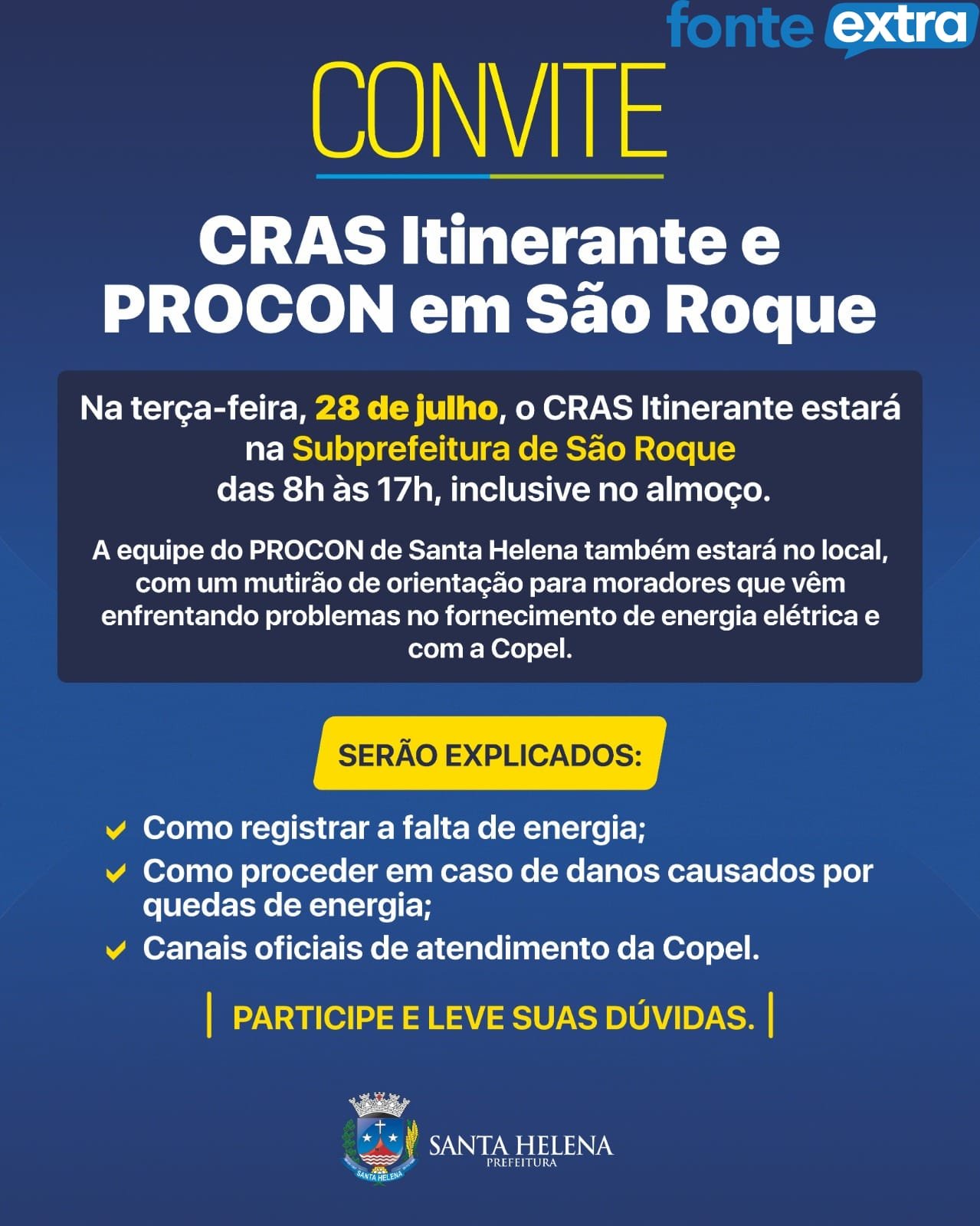 PROCON atende em São Roque nesta terça-feira e orienta sobre falhas no fornecimento de energia