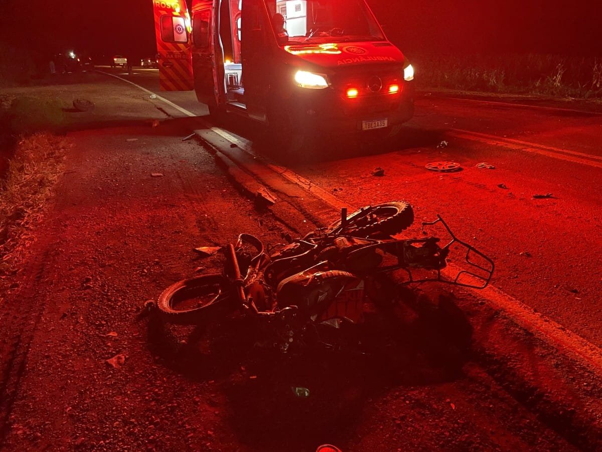Tragédia na PR-495 entre Medianeira e Missal, colisão frontal com moto do PY, mata condutor de 49 anos