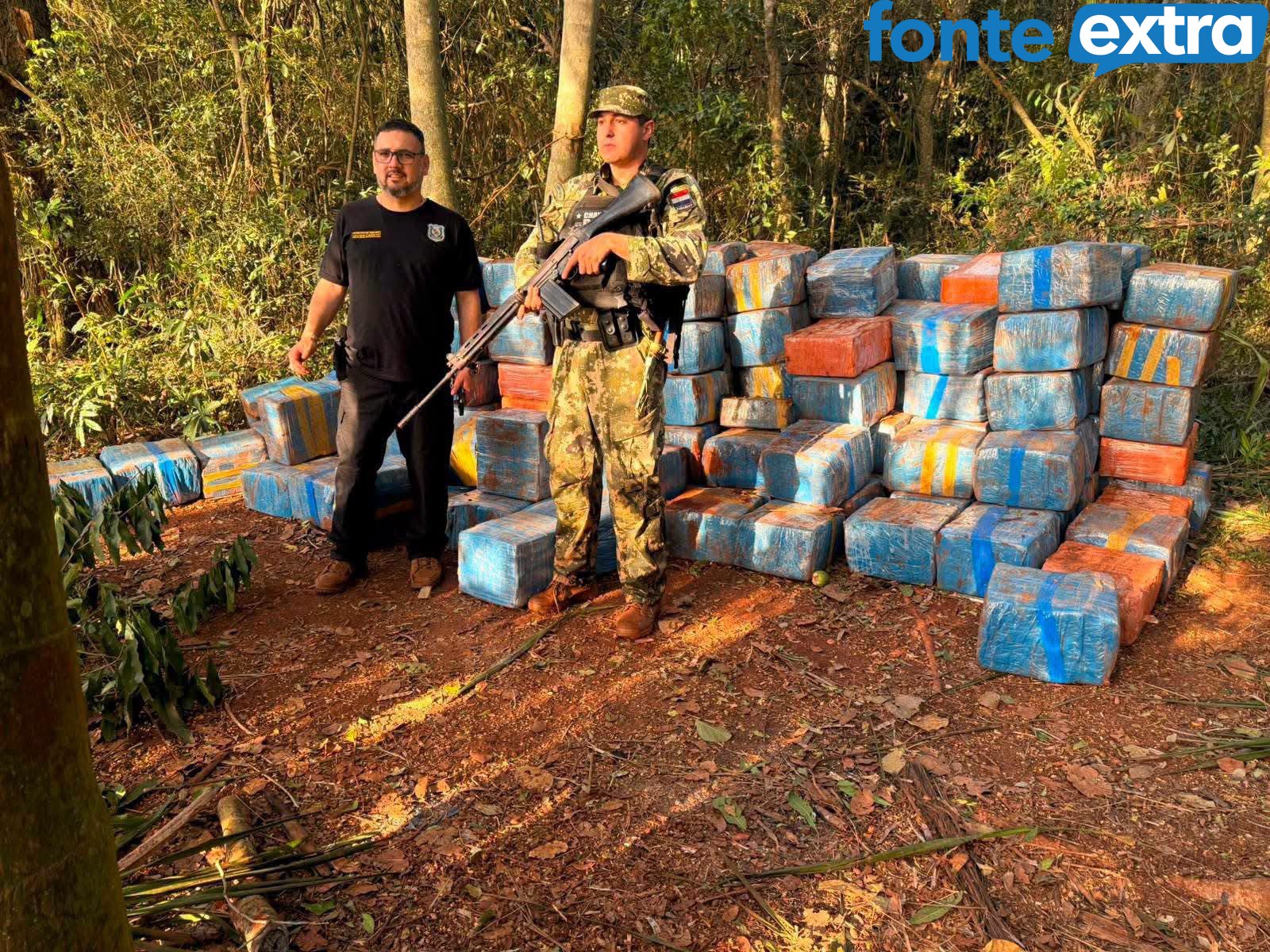 Grande quantidade de maconha é apreendida no Paraguai, na fronteira com Santa Helena