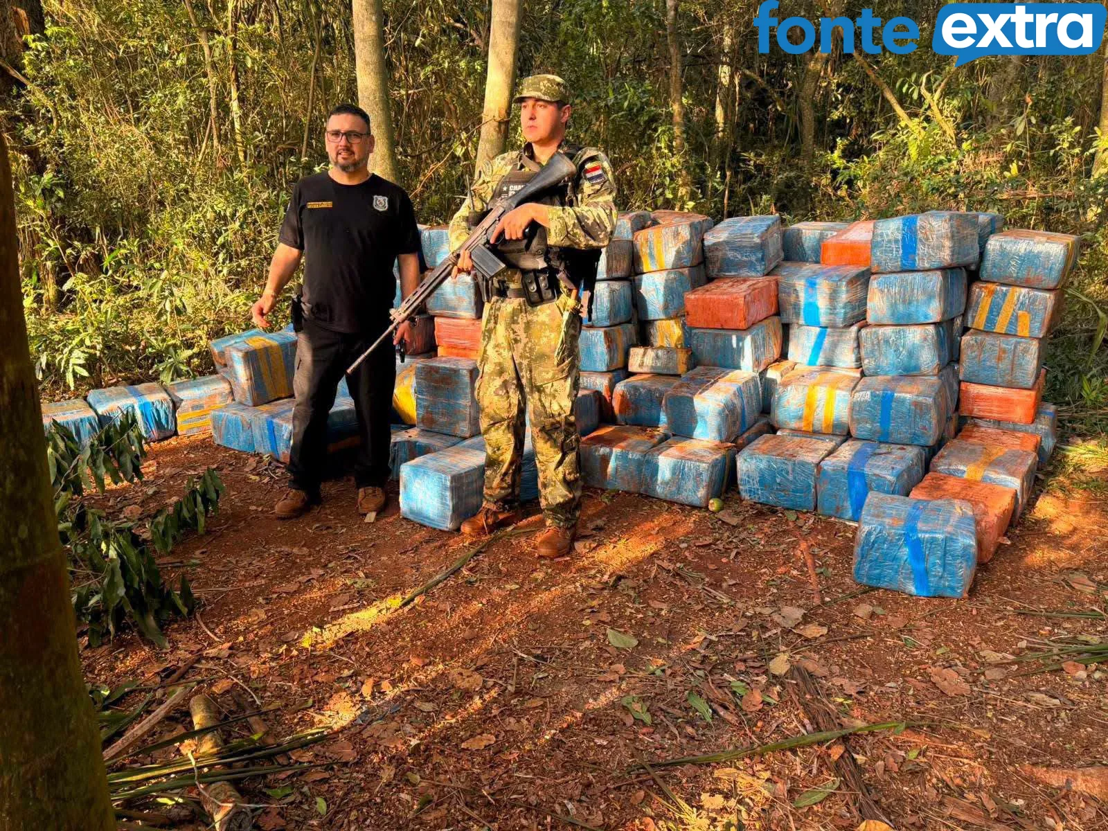 Grande quantidade de maconha é apreendida no Paraguai, na fronteira com Santa Helena