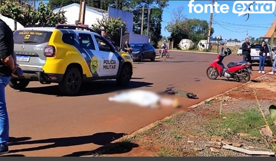 Adolescente com patinete morre atropelada por rodado de caminhão agora à tarde em N. S. Rosa