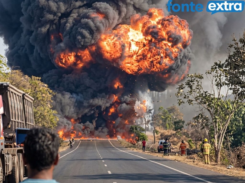 (Vídeo) Tragédia na BR-163: colisão entre carro e carreta deixa quatro mortos em engavetamento no MS