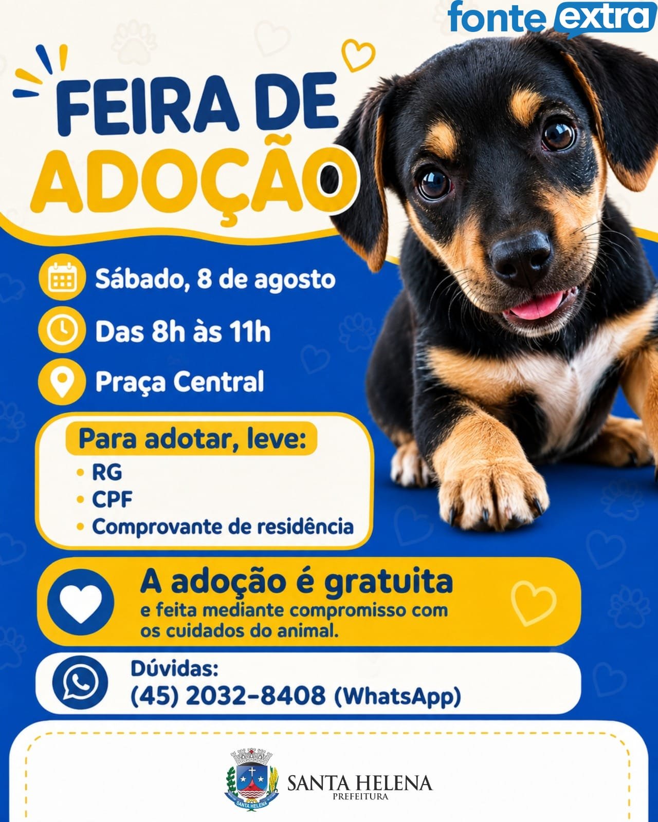 Santa Helena promove feira de adoção de cães neste sábado