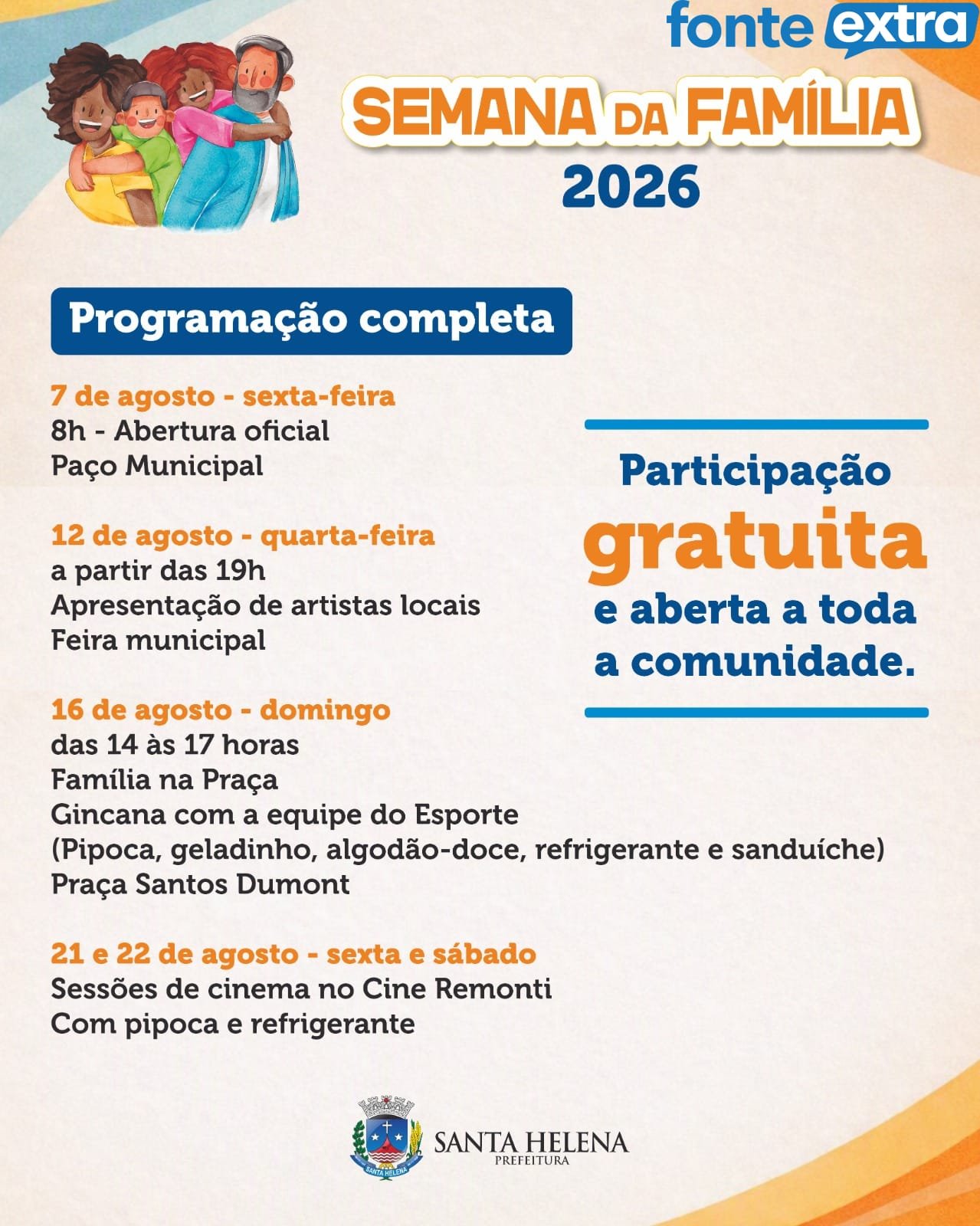 Semana da Família começa nesta sexta-feira com abertura oficial no Paço Municipal