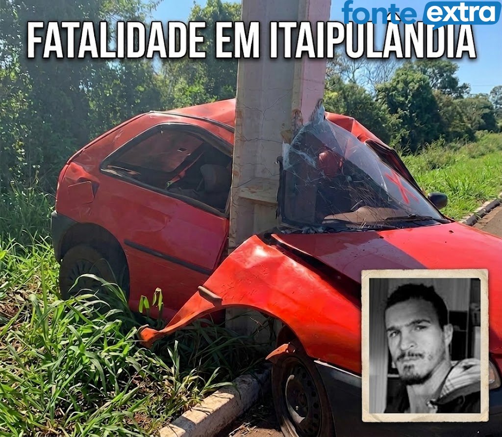 Fatalidade no trânsito em Itaipulândia. Motorista bate em poste e não resiste