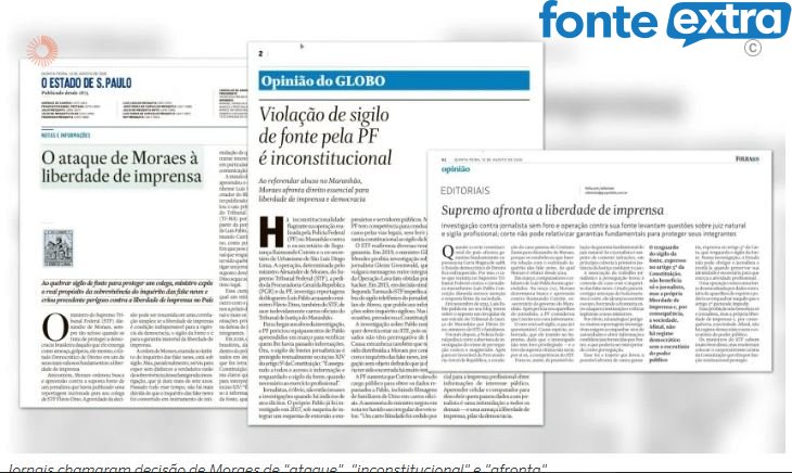 “Globo”, “Folha” e “Estadão” criticam STF por quebra de sigilo da fonte…