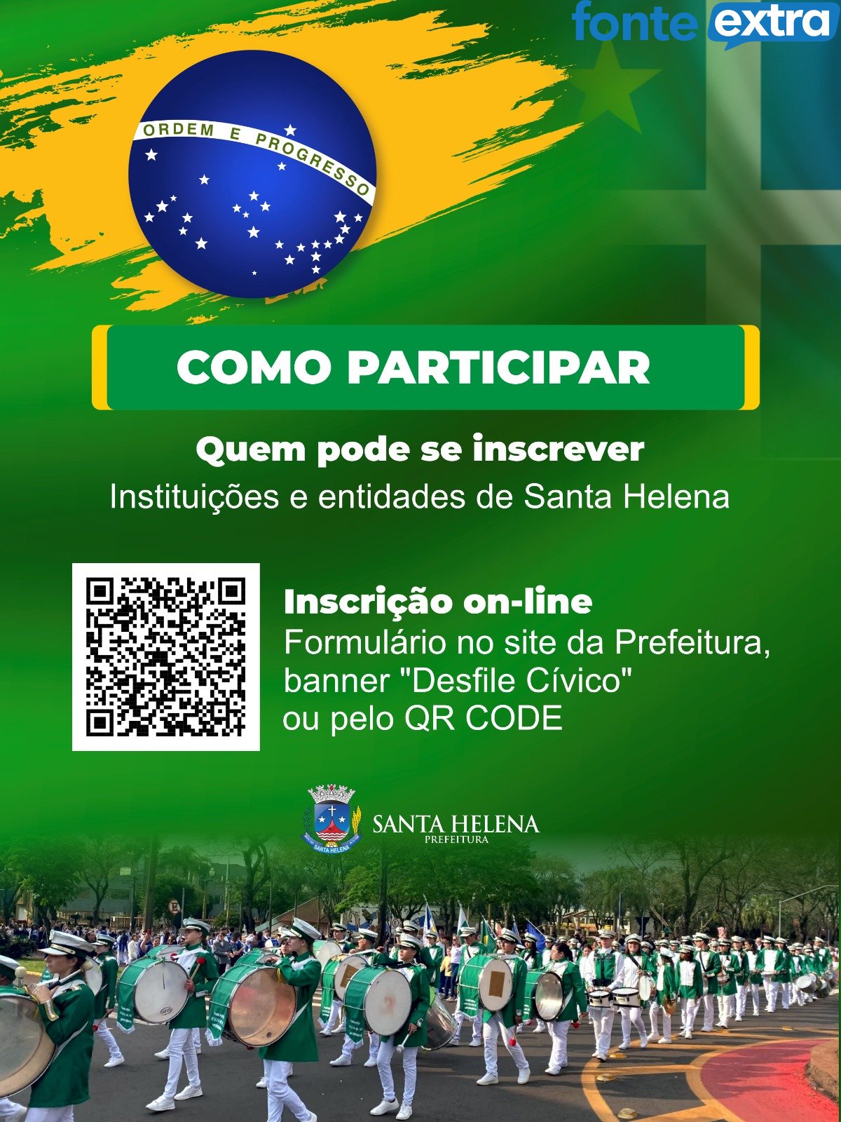 Inscrições para o Desfile Cívico de 7 de Setembro terminam nesta quarta-feira em Santa Helena