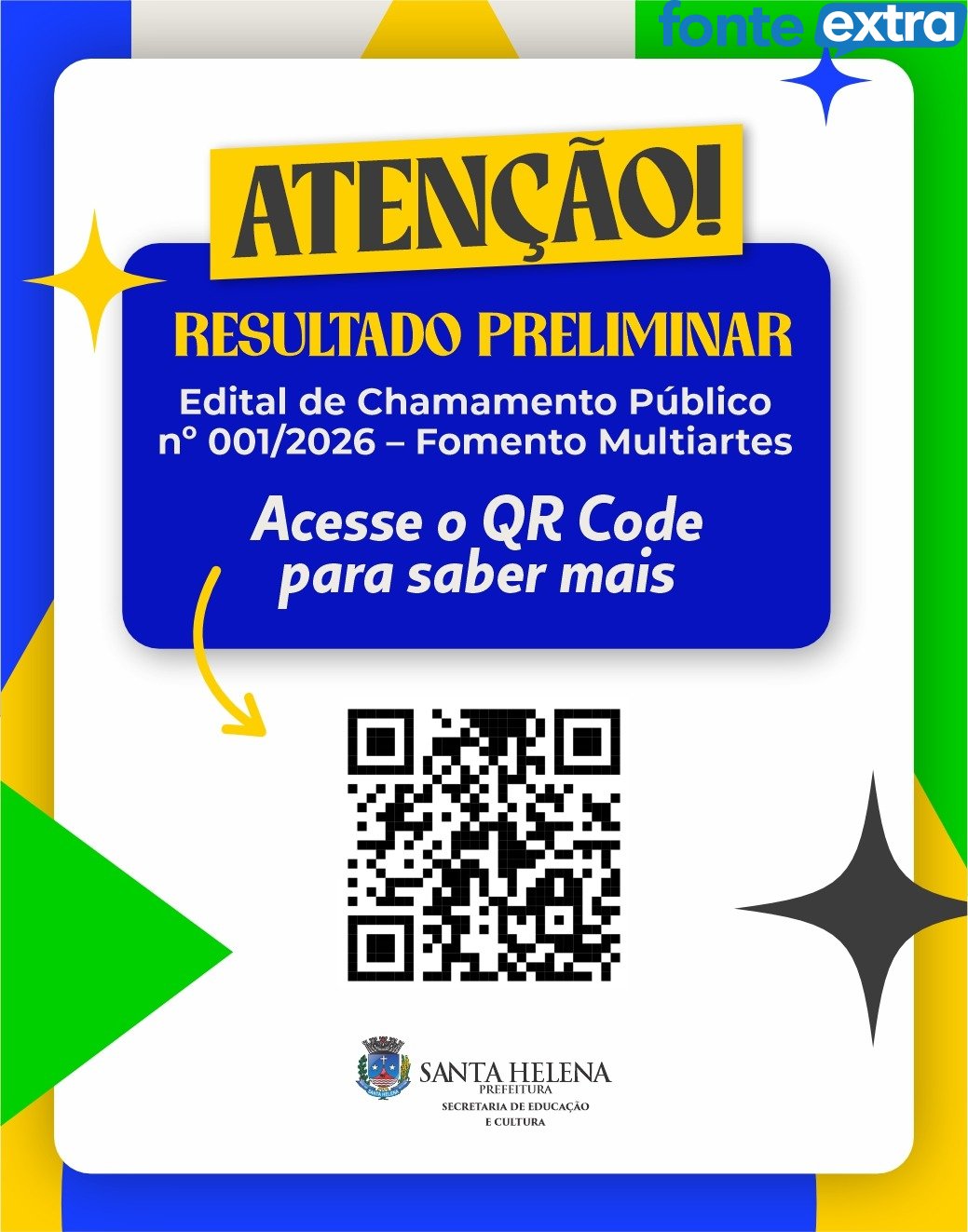 Prefeitura de Santa Helena divulga resultado preliminar de edital de fomento à cultura