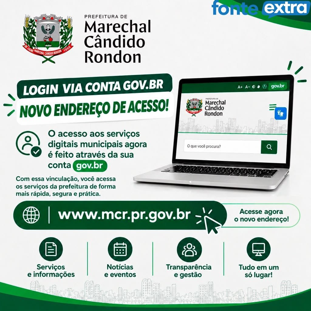 Prefeitura de Marechal Rondon altera endereço para acesso a serviços digitais via GOV.BR