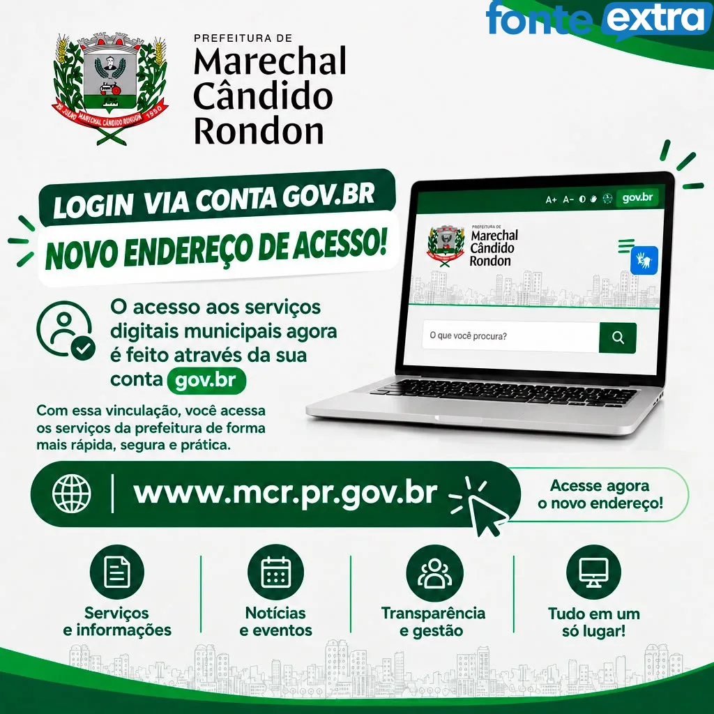 Prefeitura de Marechal Rondon altera endereço para acesso a serviços digitais via GOV.BR