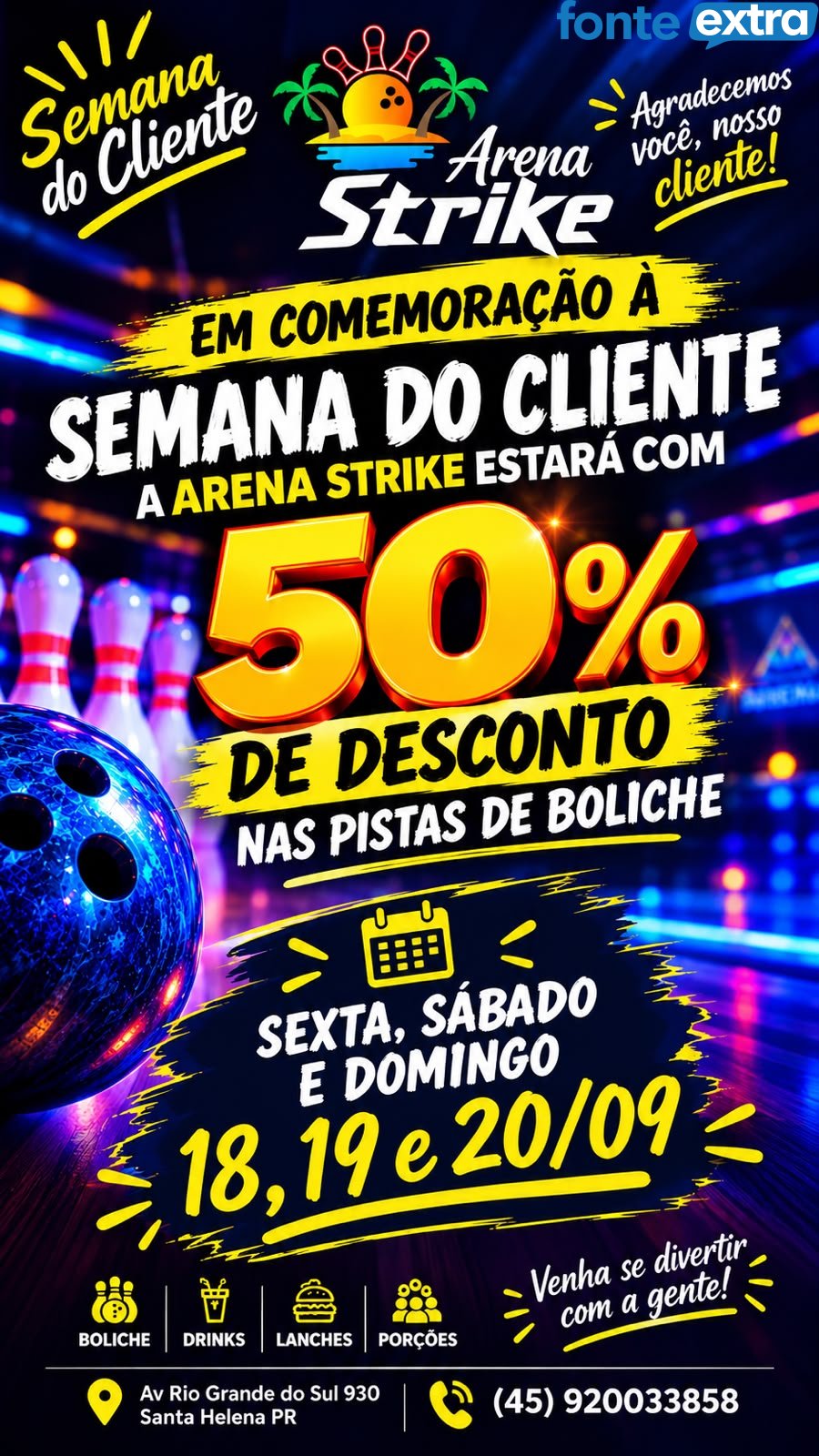 Arena Strike dá 50% de desconto no boliche até domingo