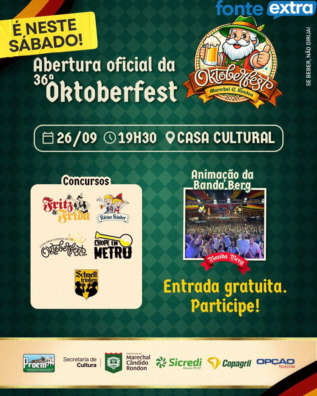 Concursos abrem a 36ª Oktoberfest de Marechal Cândido Rondon neste sábado
