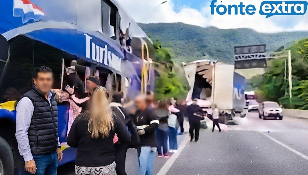 (Vídeo) Ônibus com passageiros paraguaios sofre acidente a caminho de Florianópolis