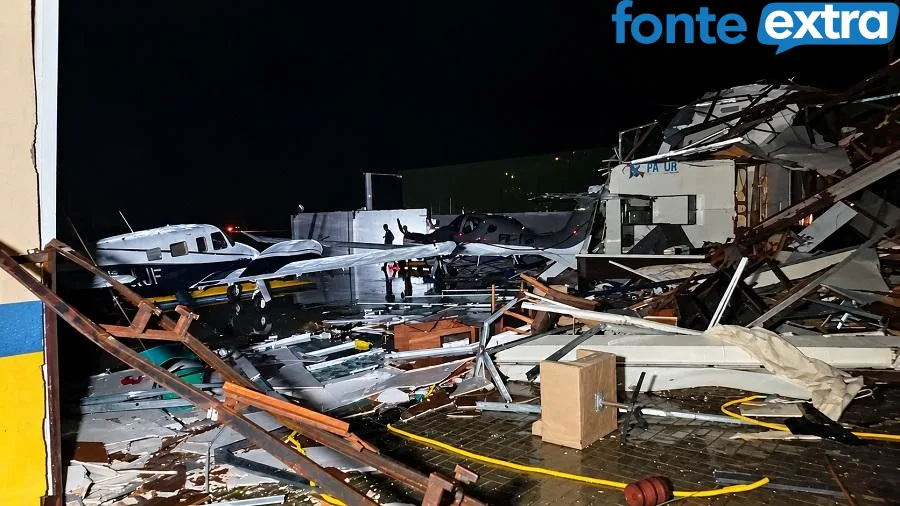 (Vídeo) Vendaval destrói hangares e danifica até doze aeronaves em aeroporto de Toledo