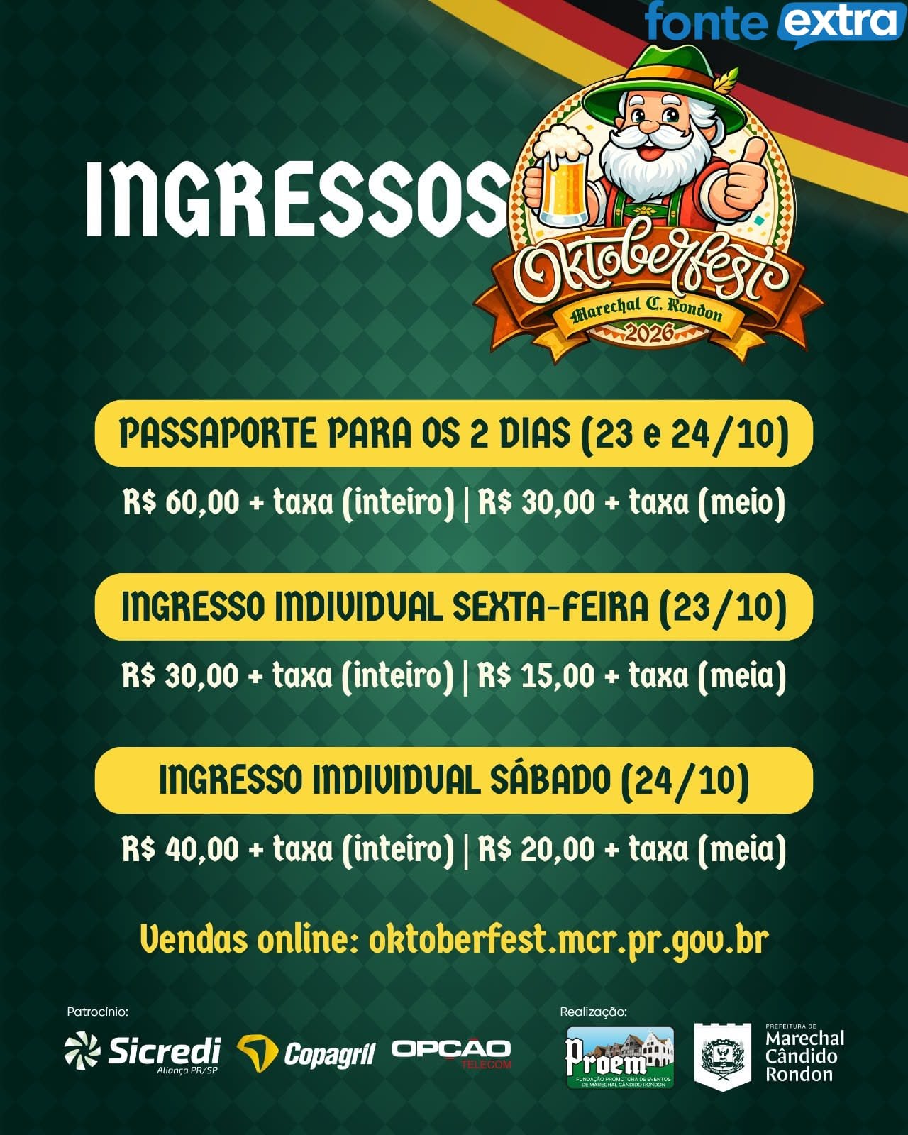 Começa venda de ingressos para os bailões da Oktoberfest de Rondon