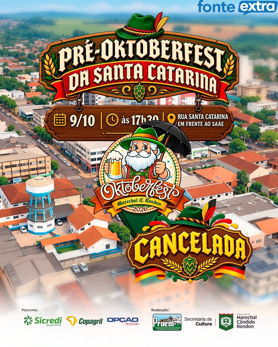 Primeira Pré-Oktoberfest de Marechal Cândido Rondon é cancelada devido à chuva
