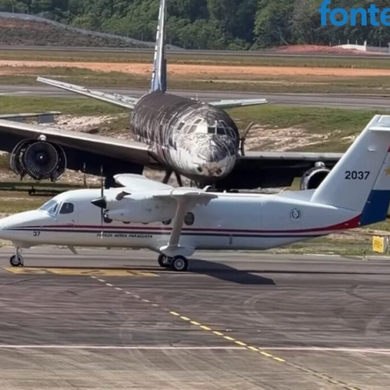 (Vídeo) Novo avião da Força Aérea Paraguaia, financiado por Itaipu, pousa no Brasil