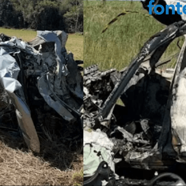 Motorista morre carbonizado após carro elétrico pegar fogo em grave acidente na BR-277