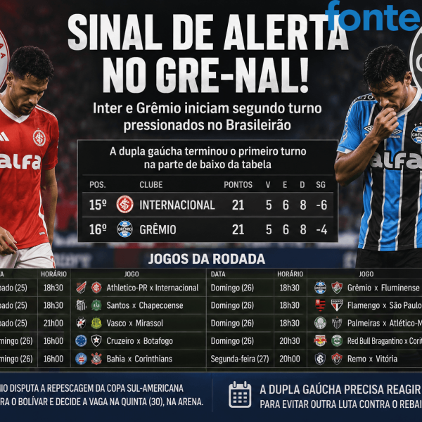 Inter e Grêmio iniciam segundo turno pressionados; confira os principais jogos da rodada do Brasileirão