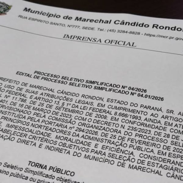Inscrições PSS para estágio remunerado em Marechal Rondon