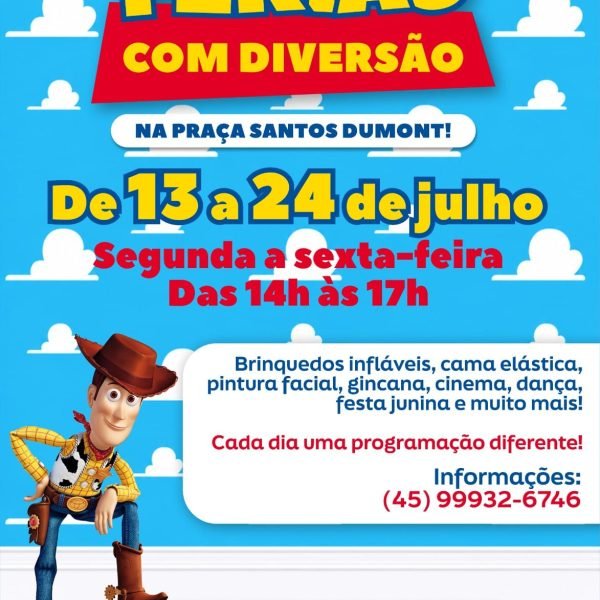 Prefeitura de Santa Helena promove Colônia de Férias gratuita na Praça Santos Dumont até 24 de julho