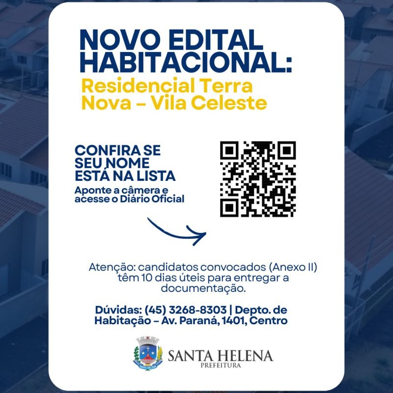 Prefeitura convoca candidatos do Habita Santa Helena para entrega de documentos