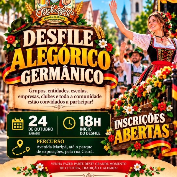 Abertas inscrições para o Desfile Alegórico da Oktoberfest de Rondon