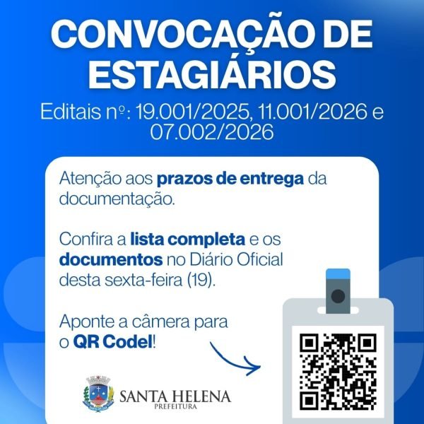 Atenção para convocação de estagiários na Prefeitura de SH
