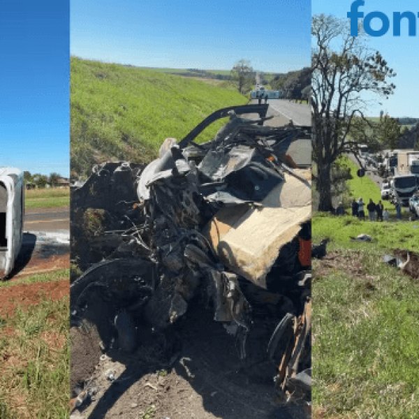 Ônibus tomba após bater de frente com carro na BR-277 e deixa um morto e 46 feridos