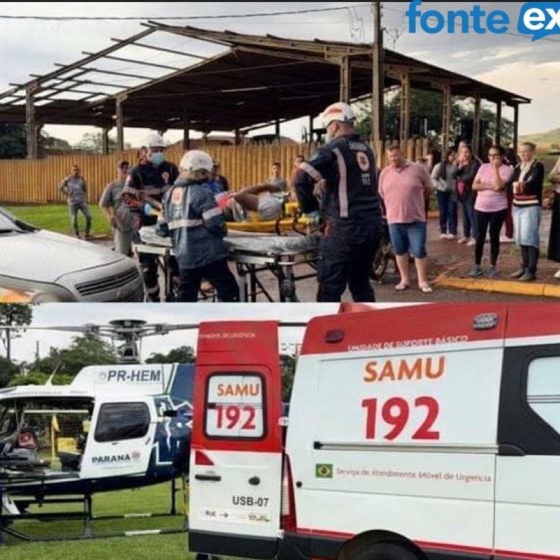 Dois casos movimentam equipes de salvamento em SH: Acidente com três numa moto. Idosa transferida de helicóptero